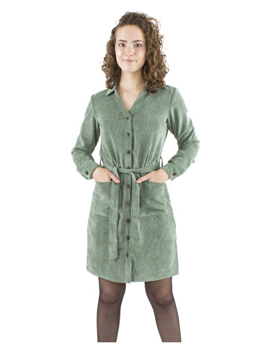Corduroy 88% polyester 12% polyamide buttoned dress