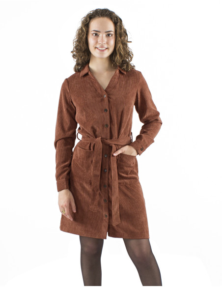 Corduroy 88% polyester 12% polyamide buttoned dress