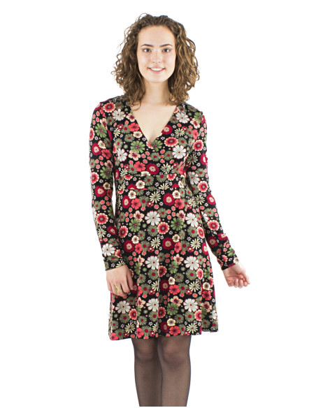 Knitted dress with Flower Power print