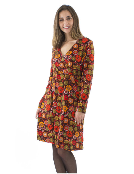 Knitted dress with Flower Power print