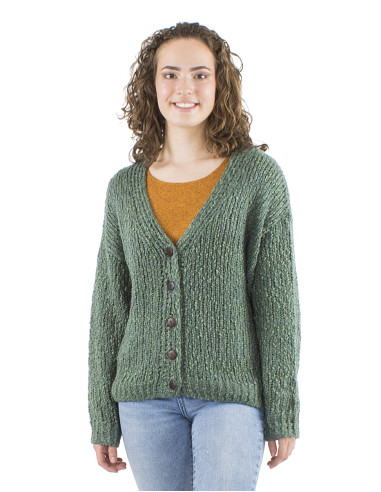 Veste maille manches longues 5 boutons bois