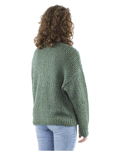 Veste maille manches longues 5 boutons bois