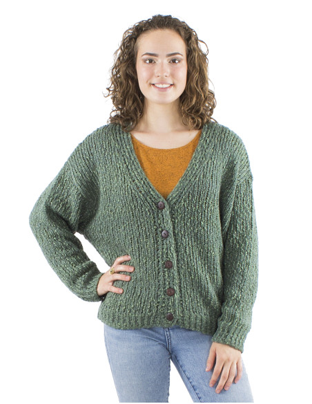 Veste maille manches longues 5 boutons bois