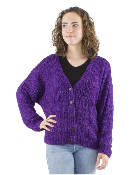 Veste maille manches longues 5 boutons bois