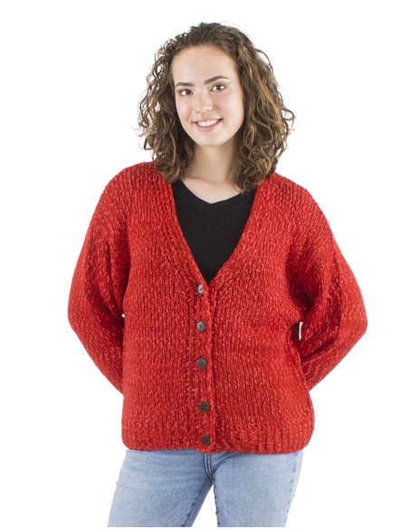 Veste maille manches longues 5 boutons bois