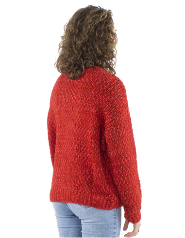 Veste maille manches longues 5 boutons bois