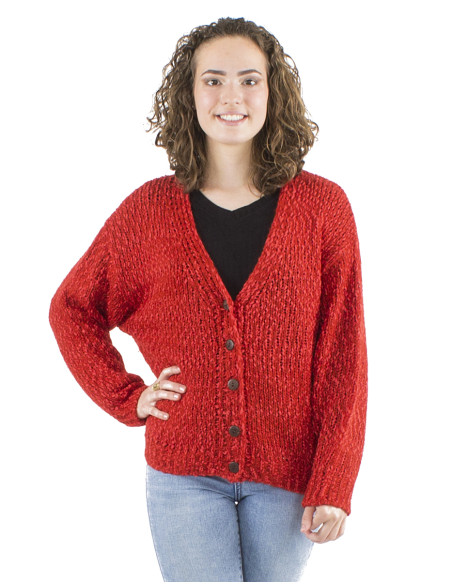 Veste maille manches longues 5 boutons bois