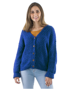 Knitted 55% Acrylic 45% Polyamide jacket with long sleeves and wooden buttons 2