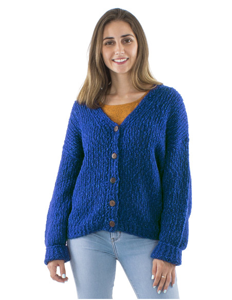 Veste maille manches longues 5 boutons bois