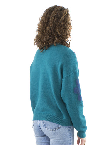 Veste maille motif fleur