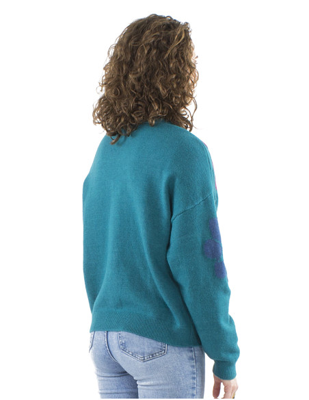 Veste maille motif fleur