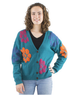 Veste maille motif fleur 2