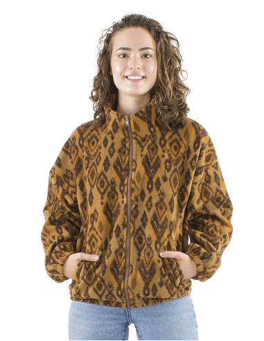 Knitted polar polyester jacket with Lovina print