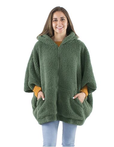 Knitted polar polyester poncho jacket