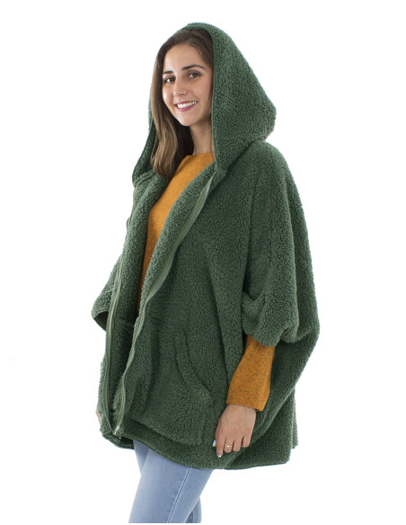 Knitted polar polyester poncho jacket
