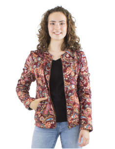 Knitted 95% Polyester 5% Elastane jacket with fur and Romanesque print 2