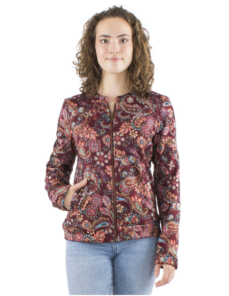 Knitted 95% Polyester 5% Elastane jacket with fur and Romanesque print