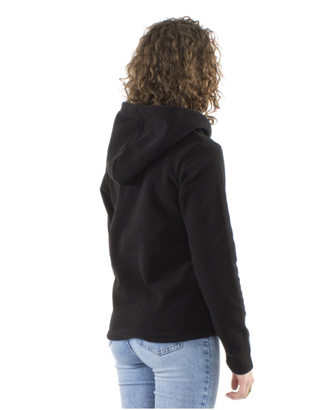 Knitted polar polyester jacket with hood and embroidery rosace