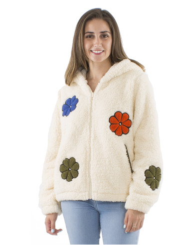 Knitted polar polyester jacket with flowers