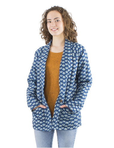 Veste polyester matelassée 2 poches imprimé Oriental