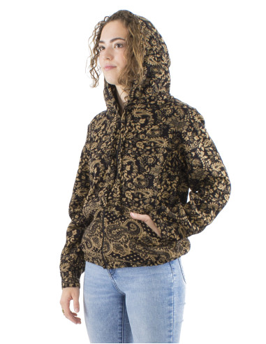 Acrylic Jacquart jacket with zip and Cachemire print