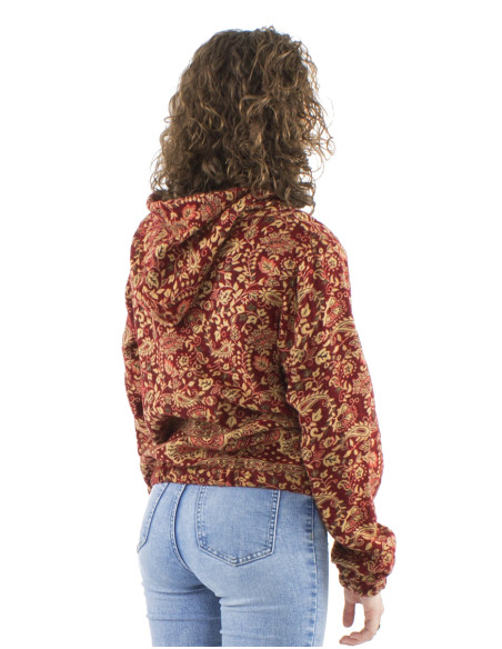 Acrylic Jacquart jacket with zip and Cachemire print