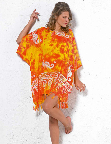 Viscose fringed tunic