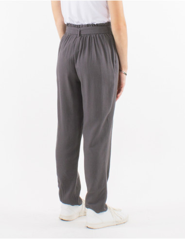 70% viscose 30% linen pants with pleats at the waist