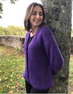 Veste maille manches longues 5 boutons bois