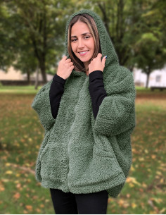 Knitted polar polyester poncho jacket
