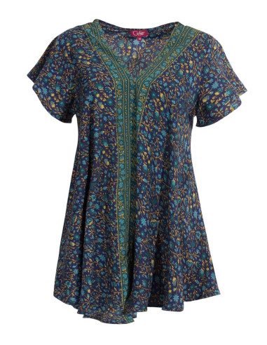 Chemisier Polyester Manches Courtes Sari