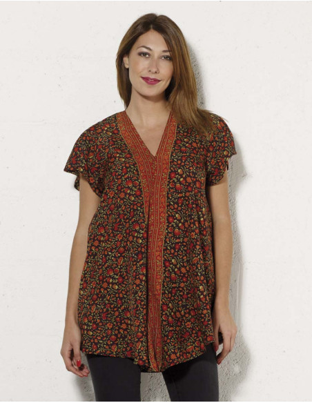 Chemisier Polyester Manches Courtes Sari