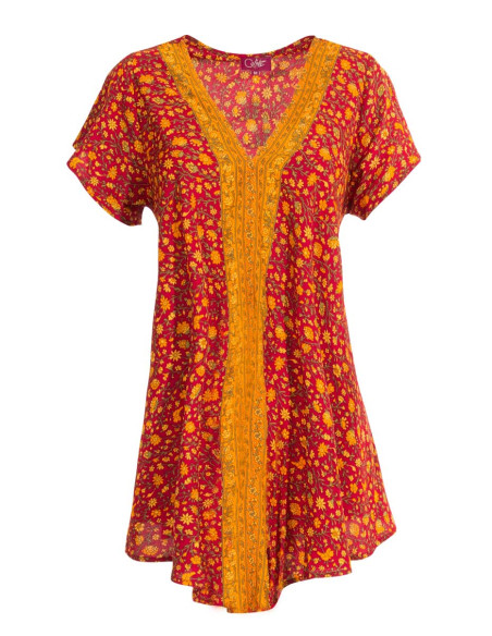 Chemisier Polyester Manches Courtes Sari