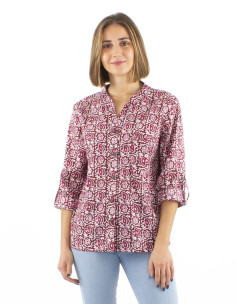 Cotton blouse with Indien print