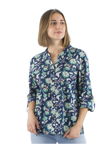 Cotton blouse with Indien print