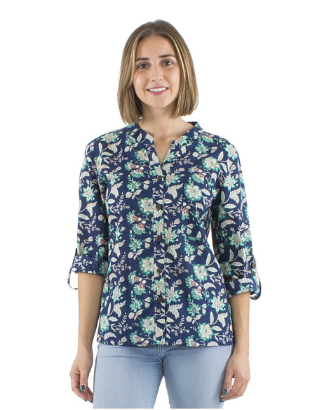 Cotton blouse with Indien print