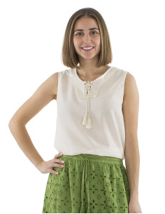 Chemisier coton mousse uni sans manches 2