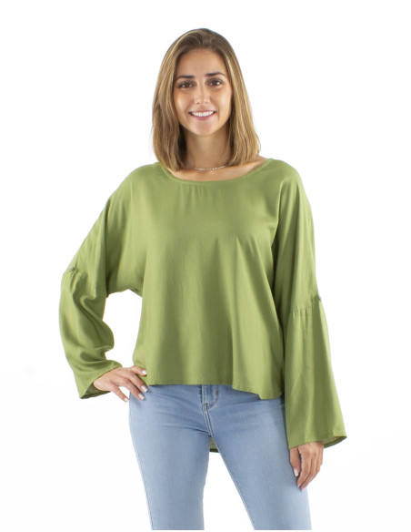 Viscose plain blouse with butterfly sleeves