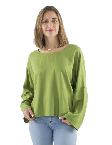 Viscose plain blouse with butterfly sleeves