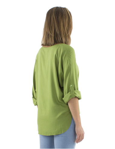 Viscose plain blouse with butterfly sleeves