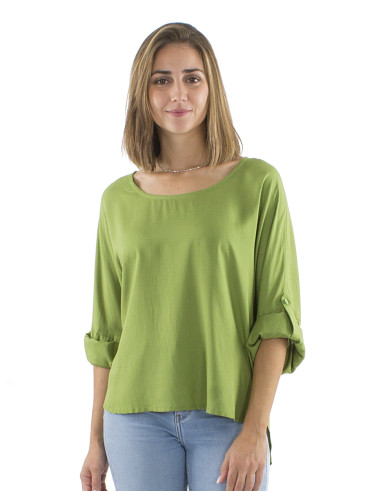 Viscose plain blouse with butterfly sleeves