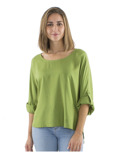 Viscose plain blouse with butterfly sleeves