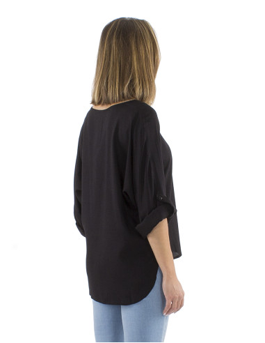 Viscose plain blouse with butterfly sleeves
