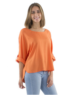 Chemisier viscose uni manches papillon 2