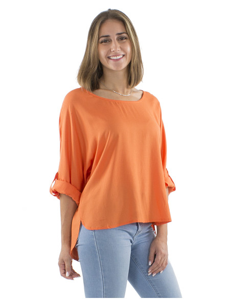 Viscose plain blouse with butterfly sleeves