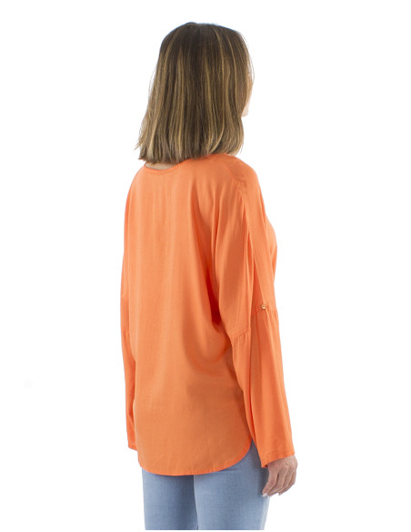 Viscose plain blouse with butterfly sleeves