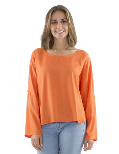 Viscose plain blouse with butterfly sleeves