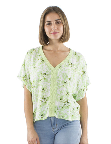 Chemisier viscose col V galon imprimé Bali24