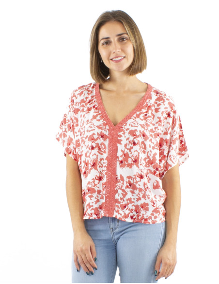 Chemisier viscose col V galon imprimé Bali24