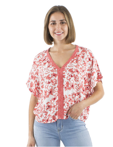 Chemisier viscose col V galon imprimé Bali24